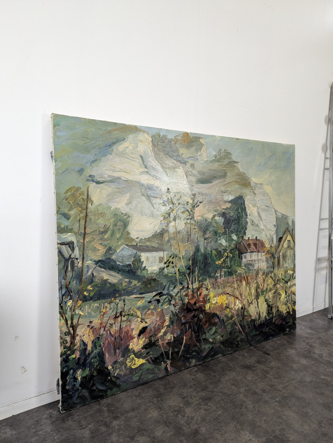 Grand Tableau d'un paysage de Falaise à Orival de Jean Quéméré