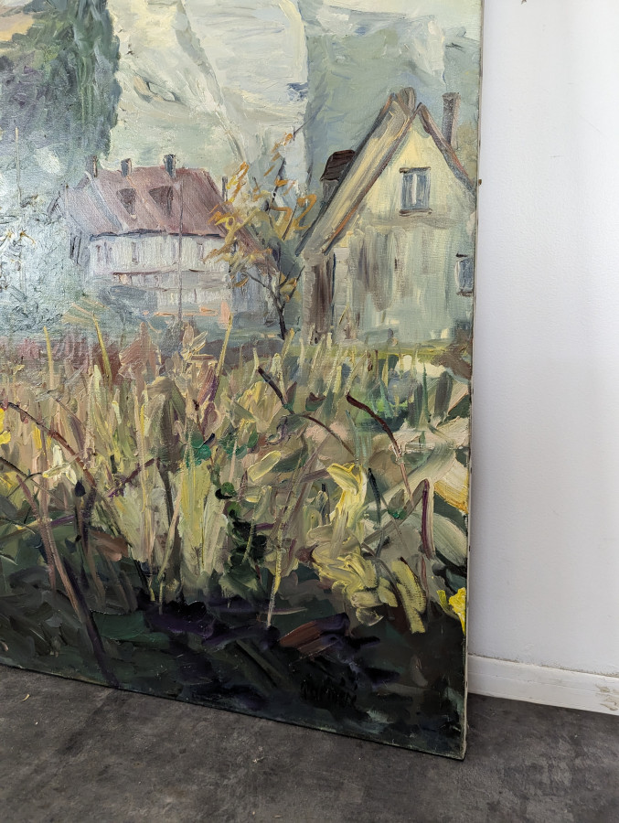 Grand Tableau d'un paysage de Falaise à Orival de Jean Quéméré