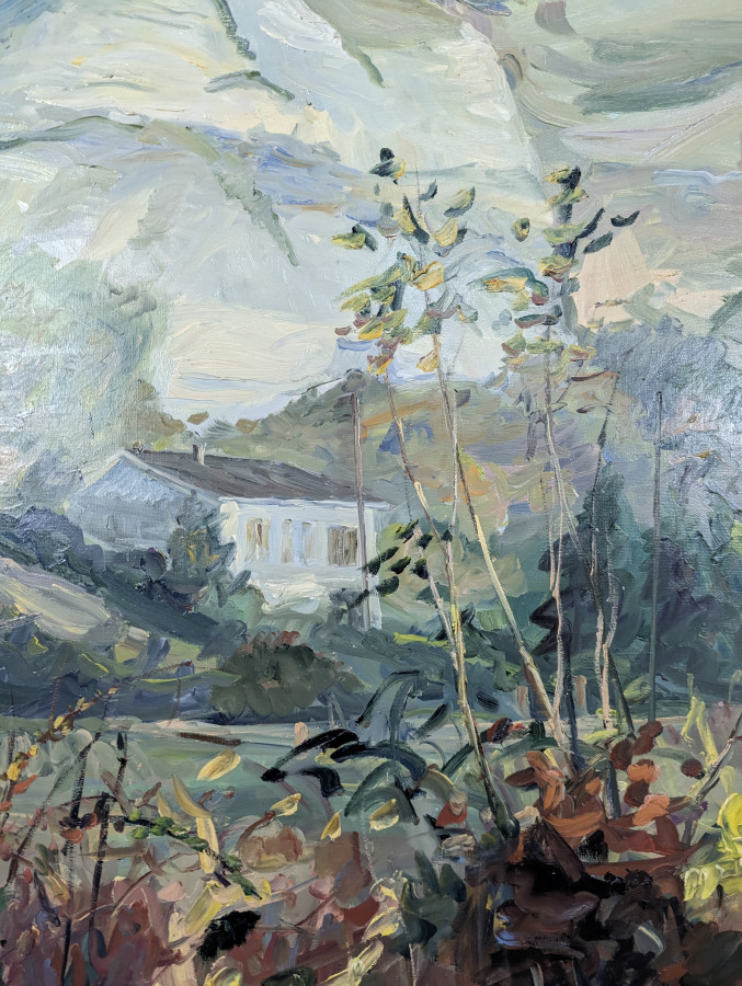 Grand Tableau d'un paysage de Falaise à Orival de Jean Quéméré