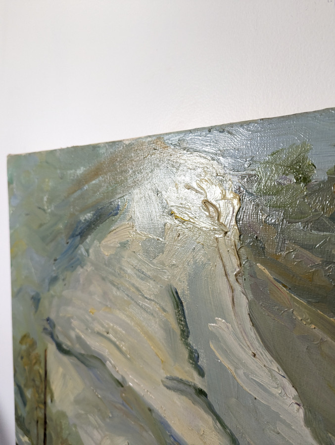 Grand Tableau d'un paysage de Falaise à Orival de Jean Quéméré