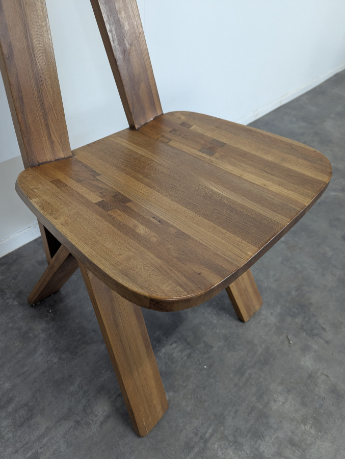 Série de 4 chaises de Pierre Chapo modèle S45 en orme massif