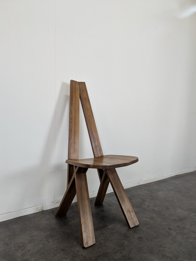 Série de 4 chaises de Pierre Chapo modèle S45 en orme massif