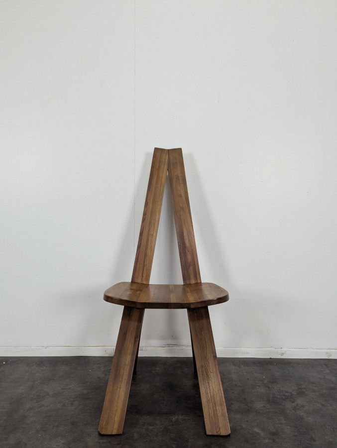 Série de 4 chaises de Pierre Chapo modèle S45 en orme massif