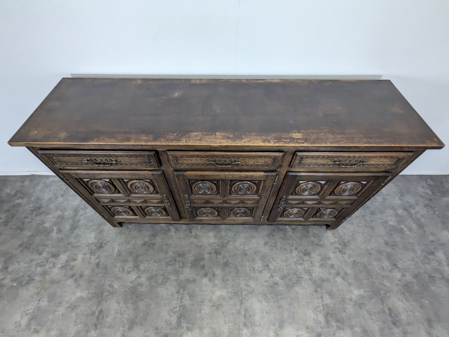Buffet brutaliste en chêne DLG Dudouyt