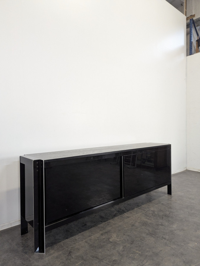 Enfilade en Aluminium et bois de Georges Frydman, Edition E.f.a
