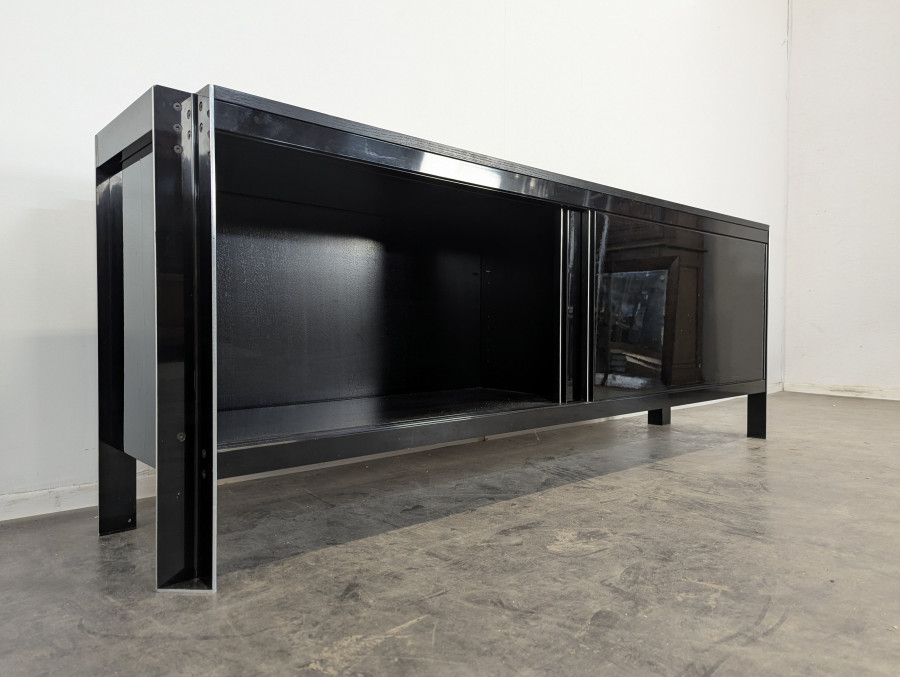 Enfilade en Aluminium et bois de Georges Frydman, Edition E.f.a