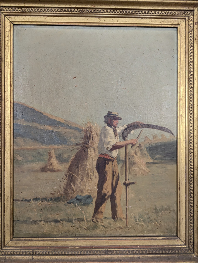 Huile sur toile Travail du Faucheur de Paul Félix Vallois (1845-1906)