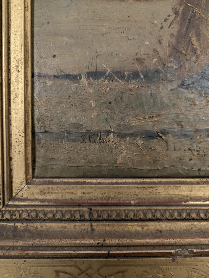 Huile sur toile Travail du Faucheur de Paul Félix Vallois (1845-1906)