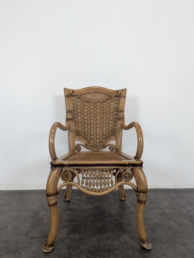 Ensemble 4 chaises 2 fauteuils et Table de salle à manger en Rotin