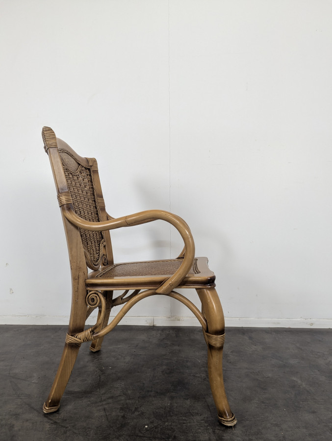 Ensemble 4 chaises 2 fauteuils et Table de salle à manger en Rotin