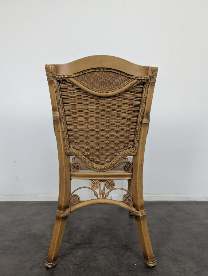 Ensemble 4 chaises 2 fauteuils et Table de salle à manger en Rotin