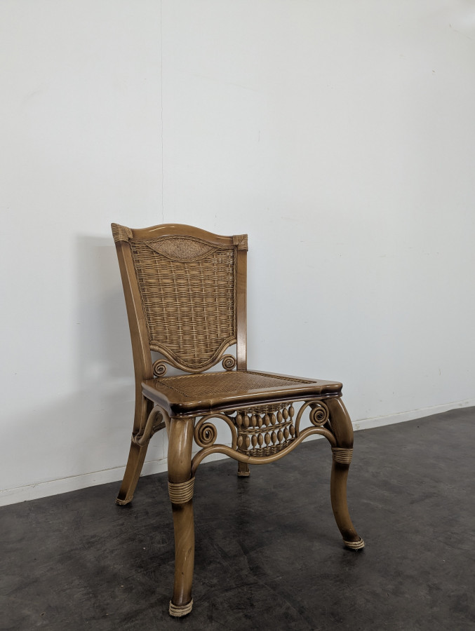 Ensemble 4 chaises 2 fauteuils et Table de salle à manger en Rotin