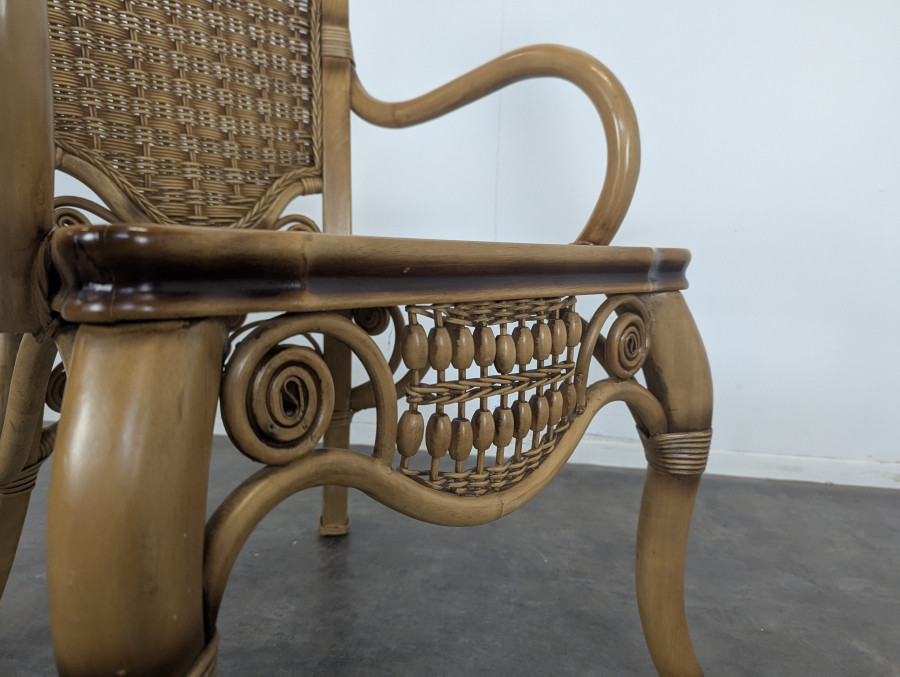 Ensemble 4 chaises 2 fauteuils et Table de salle à manger en Rotin