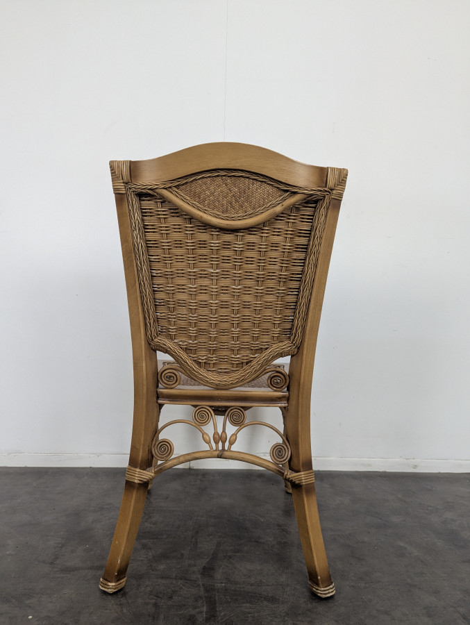 Ensemble 4 chaises 2 fauteuils et Table de salle à manger en Rotin