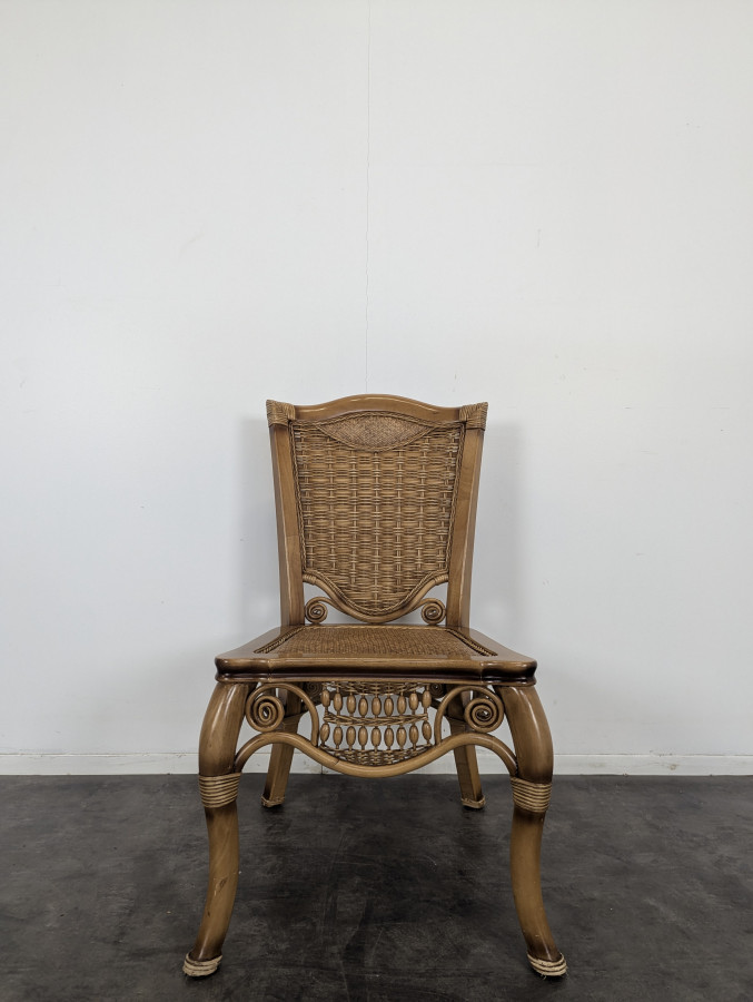 Ensemble 4 chaises 2 fauteuils et Table de salle à manger en Rotin