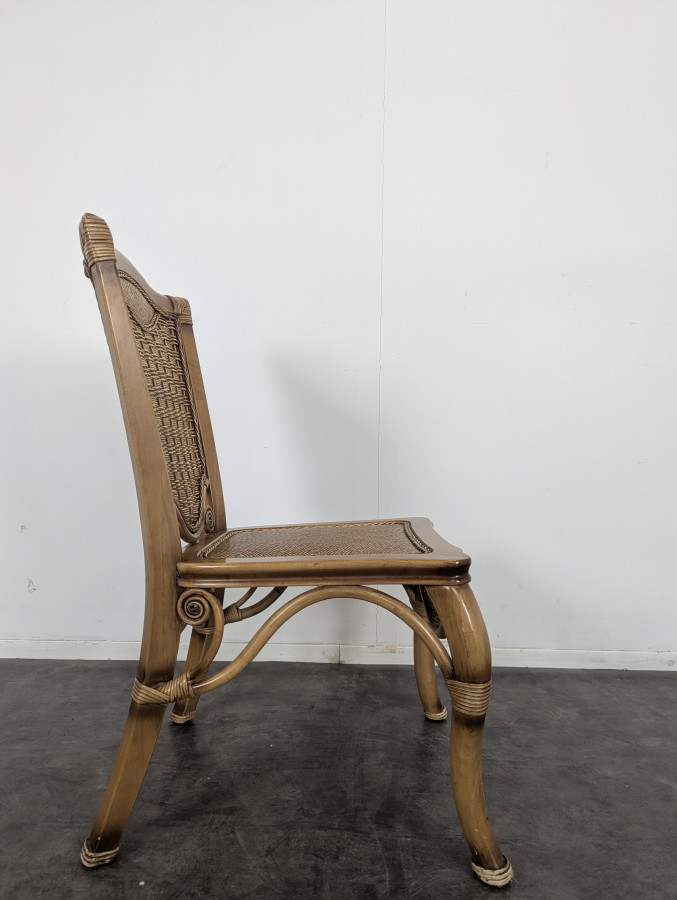 Ensemble 4 chaises 2 fauteuils et Table de salle à manger en Rotin
