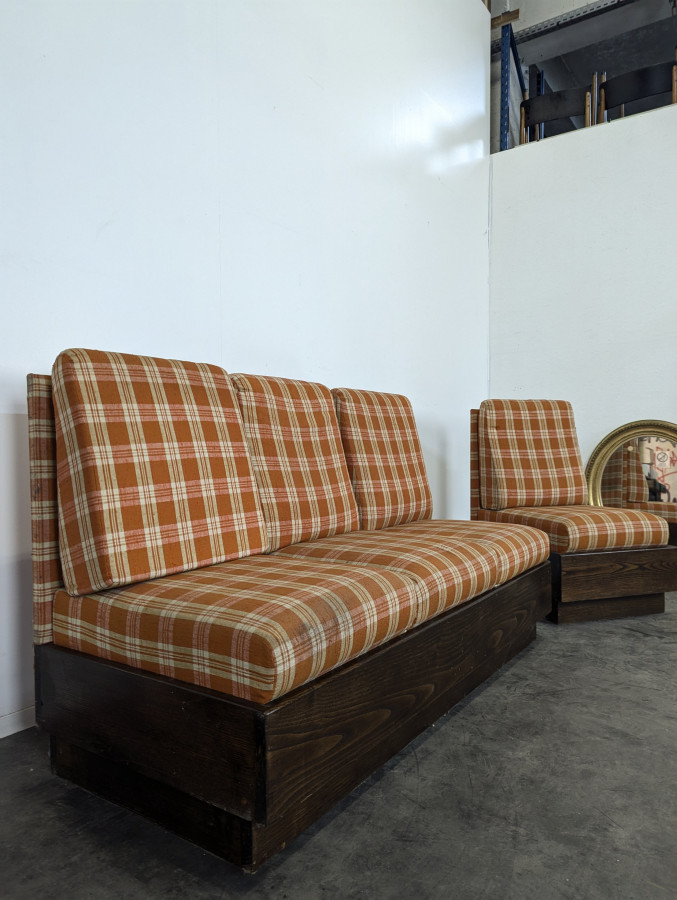 Banquette et chauffeuse de bistrot des années 70