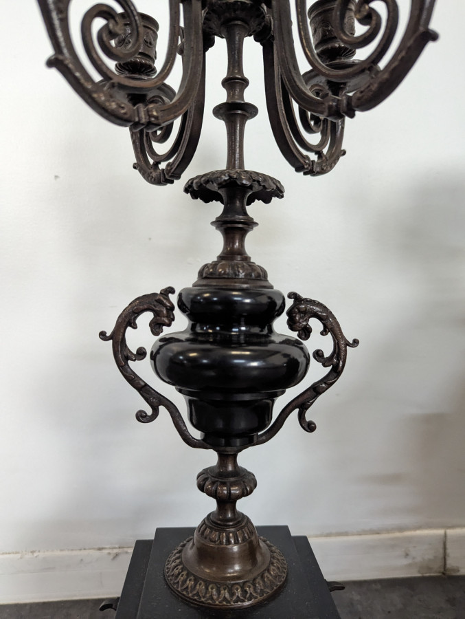 Garniture de cheminée fin XIX ème en Marbre noir