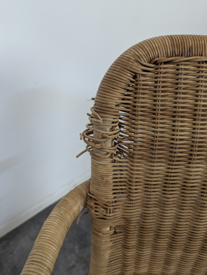 Paire de fauteuils en Rotin des années 50