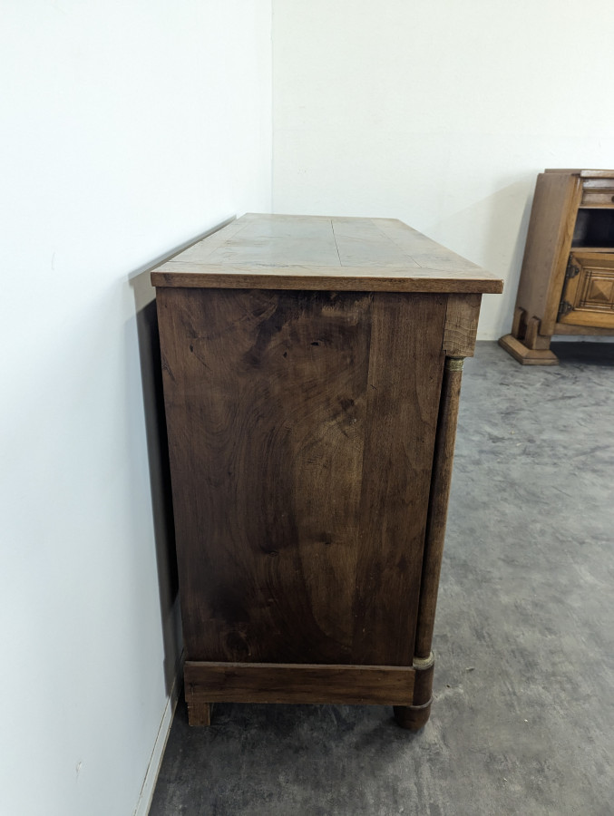 Commode de style Empire en Noyer et Ronce de Noyer