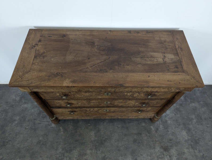 Commode de style Empire en Noyer et Ronce de Noyer