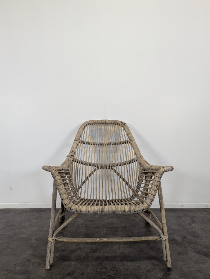 Fauteuil en osier et bambou de Georges Coslin