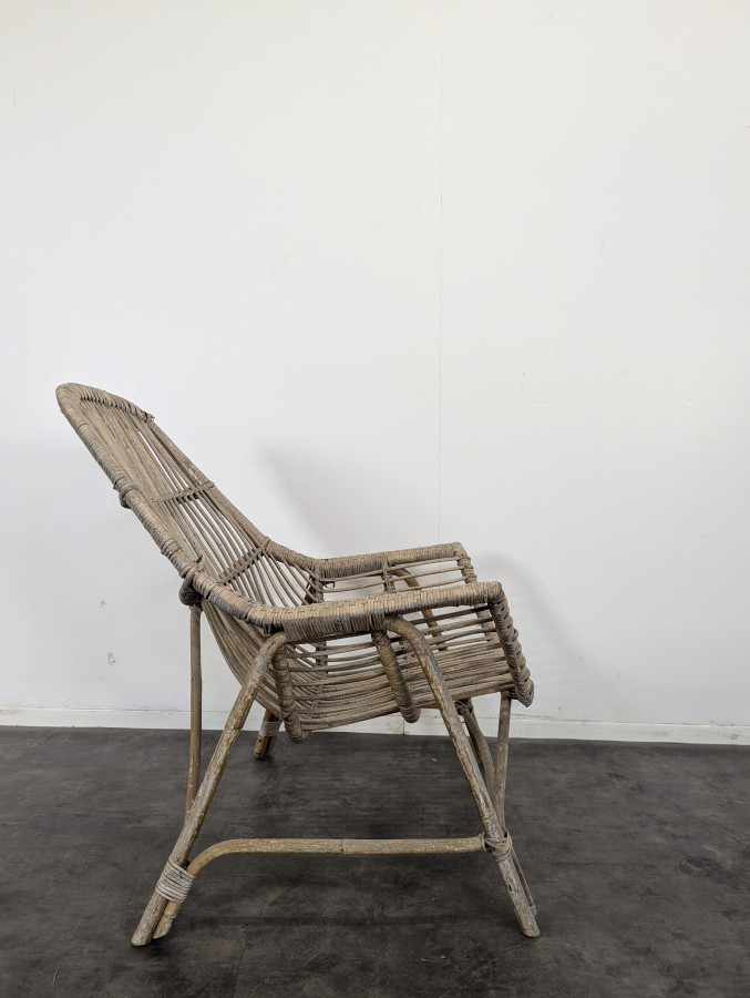 Fauteuil en osier et bambou de Georges Coslin