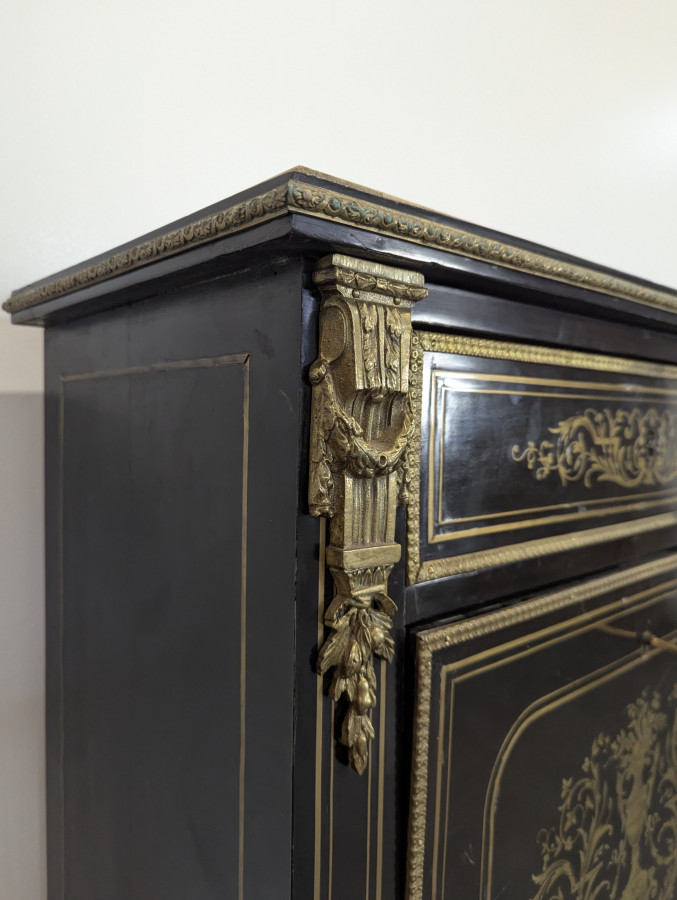 Secrétaire de dame époque Napoléon III en bois noirci laqué