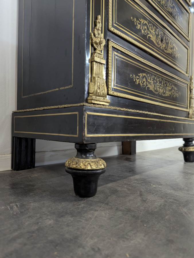 Secrétaire de dame époque Napoléon III en bois noirci laqué