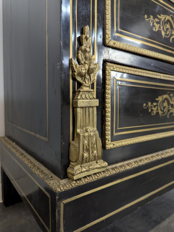 Secrétaire de dame époque Napoléon III en bois noirci laqué