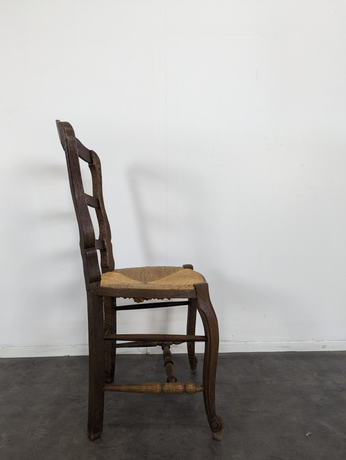Série de 6 chaises paillées rustique à coquilles