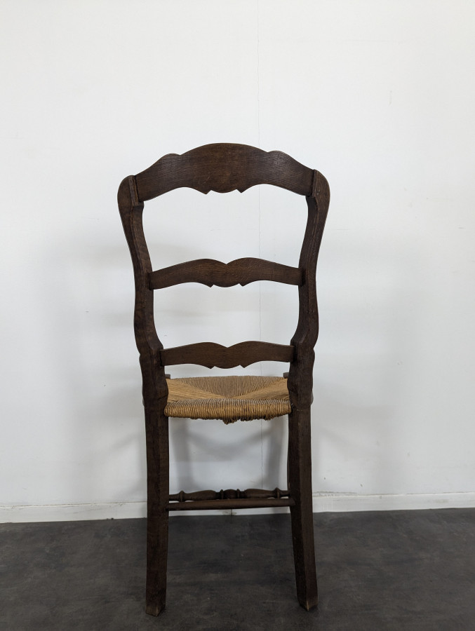Série de 6 chaises paillées rustique à coquilles