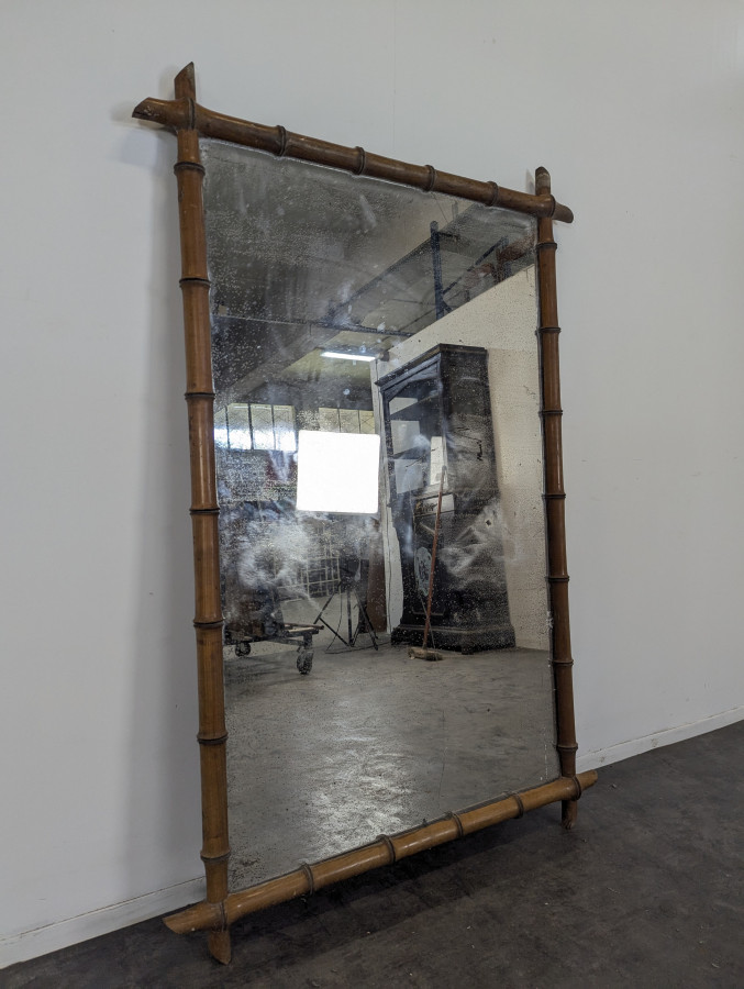 Grand miroir bambou