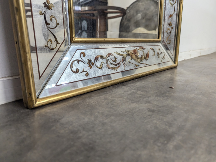 Miroir églomisé à décor d'oiseaux-lyres «&nbsp;Ménure&nbsp;»