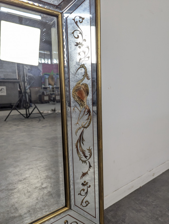 Miroir églomisé à décor d'oiseaux-lyres «&nbsp;Ménure&nbsp;»