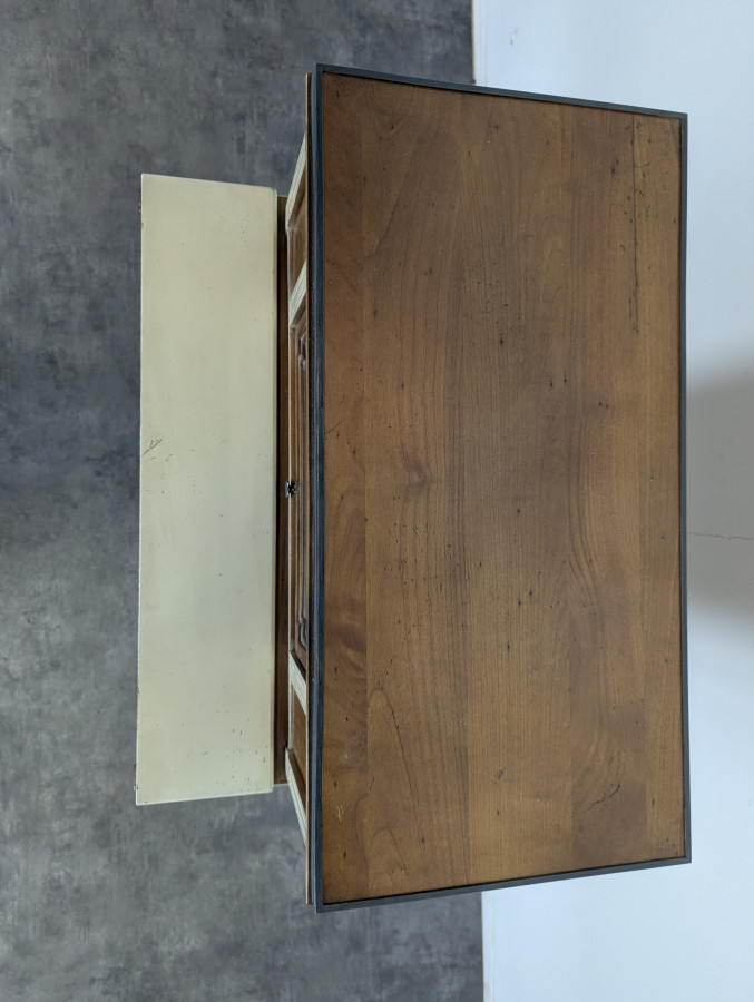 Bureau de dame Bonheur du jour cérusé et réchampi néo-rustique