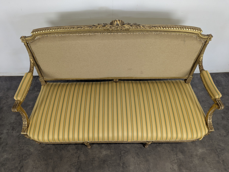 Canapé de style Louis XVI époque Napoléon III en bois doré