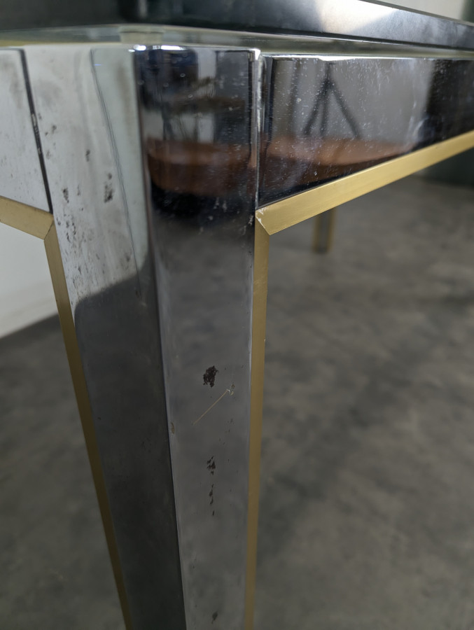Table de salle à manger de Romeo Rega en chrome et laiton