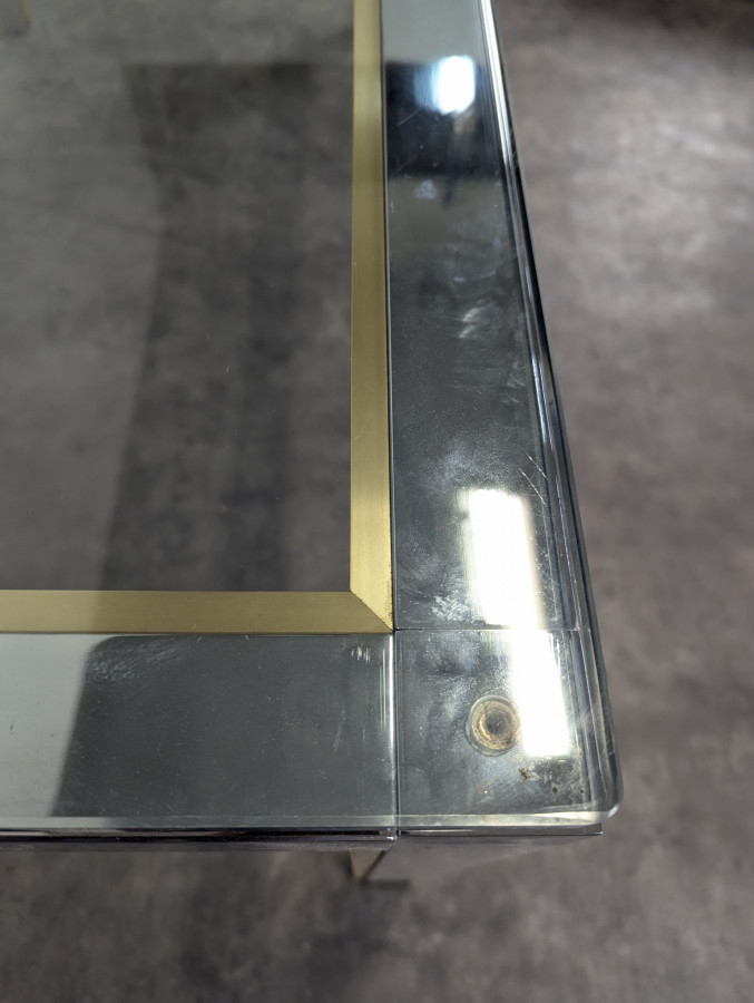 Table de salle à manger de Romeo Rega en chrome et laiton