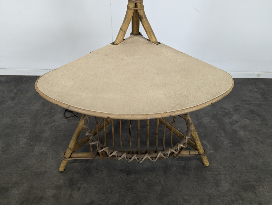 Lampadaire bambou et rotin