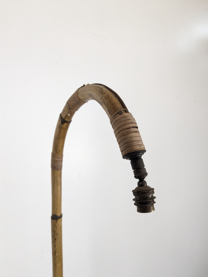 Lampadaire bambou et rotin