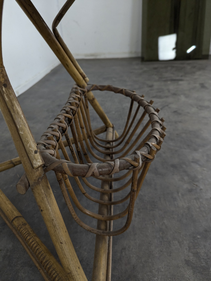 Lampadaire bambou et rotin