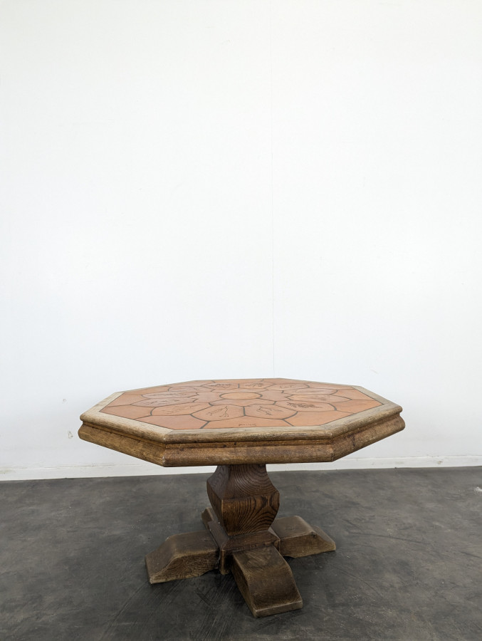 Table modulable en chêne et céramique par Barois
