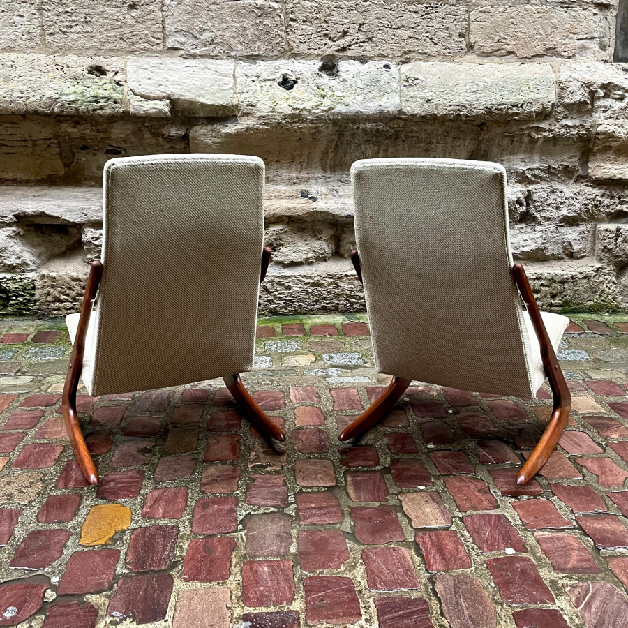 Paire de fauteuils danois modèle Boomerang par Mogens Kold