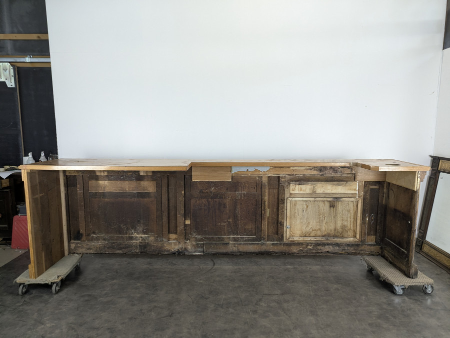 Grand bar comptoir époque Art Déco en chêne massif