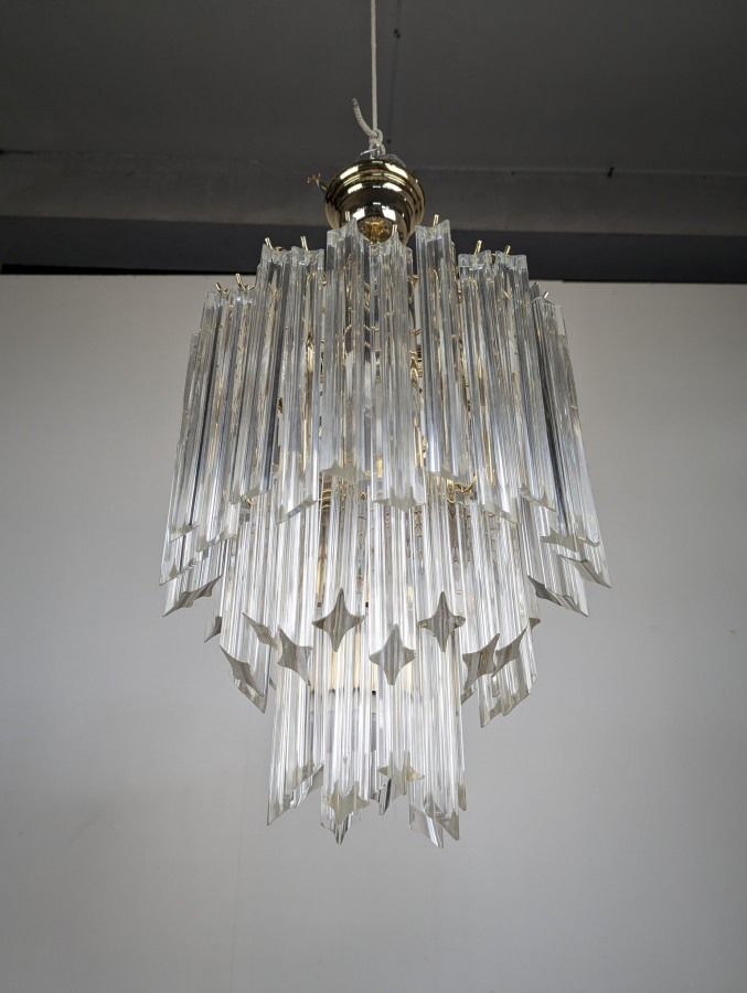 Lustre en Laiton et Murano de Venini par Novaresi