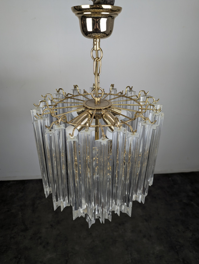 Lustre en Laiton et Murano de Venini par Novaresi