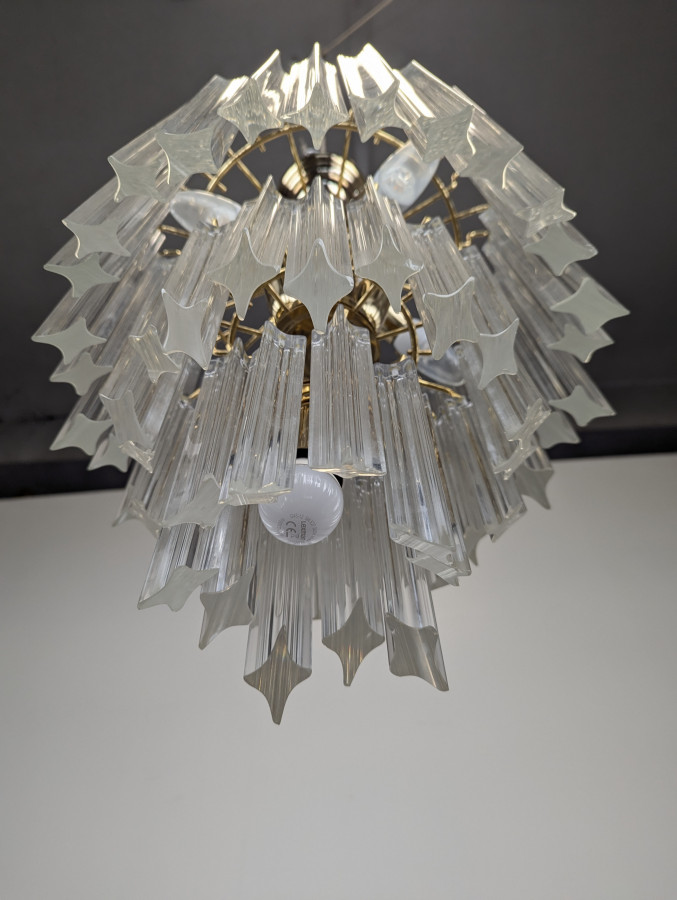 Lustre en Laiton et Murano de Venini par Novaresi