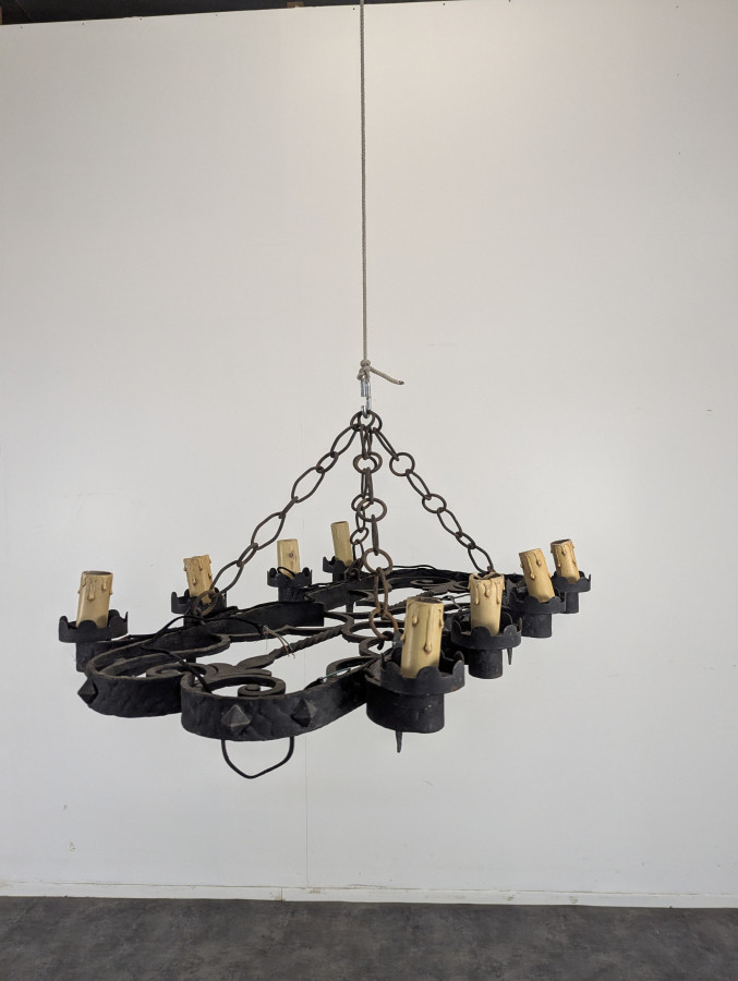 Lustre style Renaissance en fer forgé