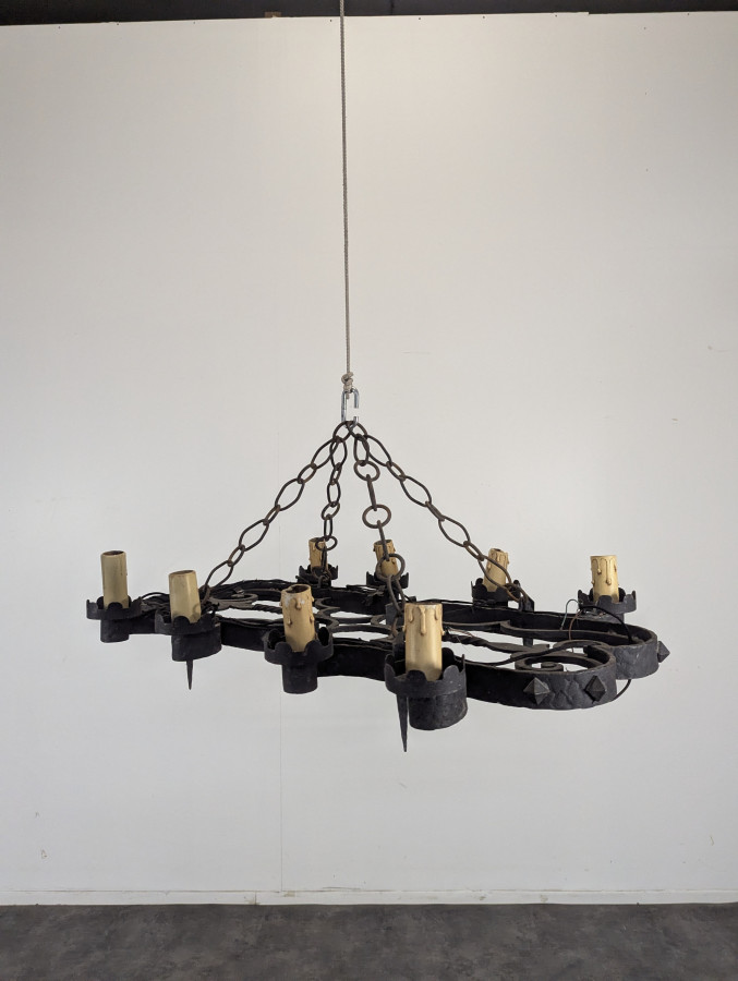Lustre style Renaissance en fer forgé
